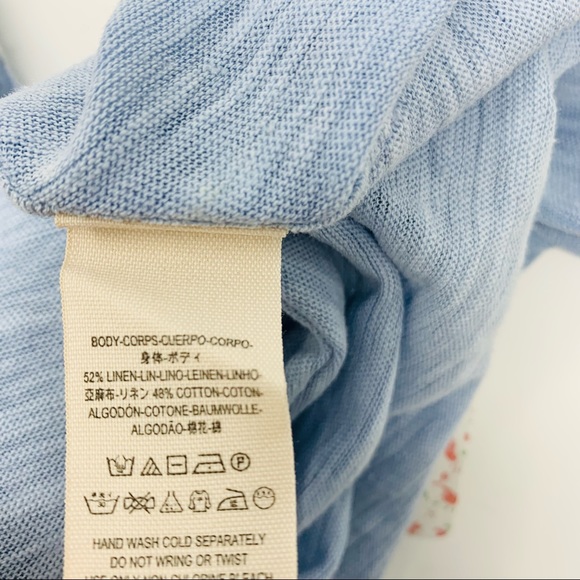 NEW Free People Clouds Sky Linen Tee in Soft blue - Picture 9 of 11